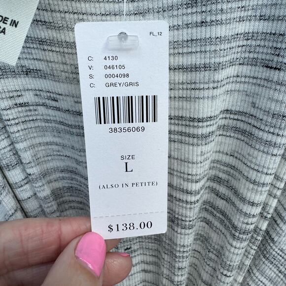 💚SALE: NWT Anthropologie AMADI size L light gray knit loop twist front sun dress - Picture 4 of 11